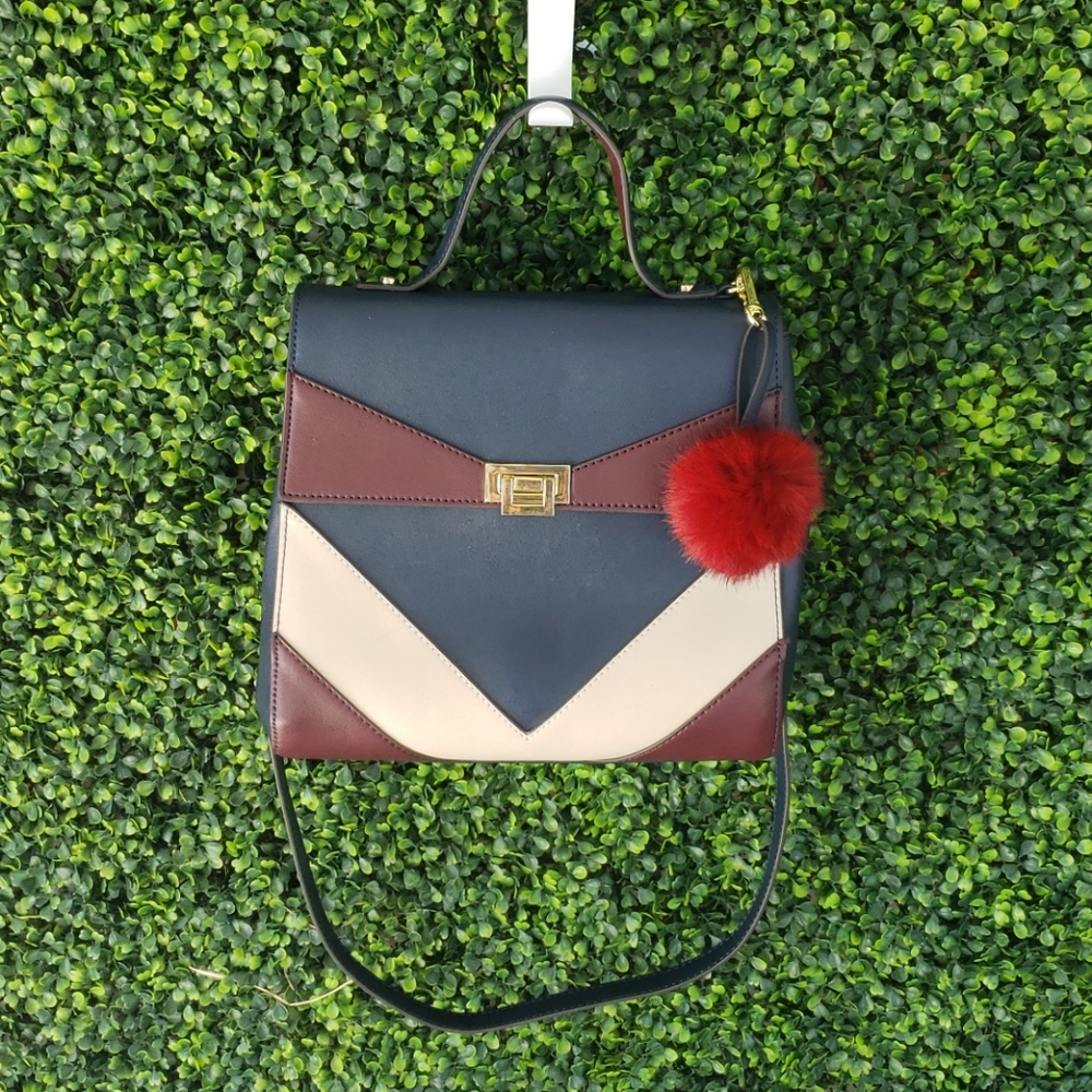 Gianni Bini Blue Red Satchel Bag Crossbody Purse